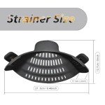 Starkitchen Clip On Strainer for Pots Pans, Silicone Clip-On Colander Pasta Strainer Heat Resistant Food Strainer Kitchen Gadgets for Meat Vegetables Fruit Noodles, Essential Cooking Tools - Black
