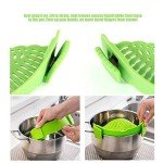 Performore Compact Universal Silicone Snap-On Pot Strainer | Heat-Resistant BPA-Free Clip-On Food Colander | Dishwasher Safe Hands-Free Kitchen Pasta Drainer | Flexible Secure-Grip Clip Strainer
