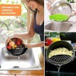 ZHIGECARY Kitchen Gadgets - Foldable Spoon - Clamp Filter Suitable For Pots And Pans, Cool Kitchen Gadgets - Sleek Black Silicone Colander - Easy To Use, Space-Saving Design.（Black）