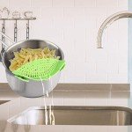 Performore Compact Universal Silicone Snap-On Pot Strainer | Heat-Resistant BPA-Free Clip-On Food Colander | Dishwasher Safe Hands-Free Kitchen Pasta Drainer | Flexible Secure-Grip Clip Strainer