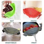 ZHIGECARY Kitchen Gadgets - Foldable Spoon - Clamp Filter Suitable For Pots And Pans, Cool Kitchen Gadgets - Sleek Black Silicone Colander - Easy To Use, Space-Saving Design.（Black）