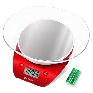 Etekcity Food Kitchen Scale, Digital Weight Grams and Oz for Cooking, Baking, Meal Prep, and Diet, 11lb/5kg, Red