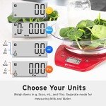 Etekcity Food Kitchen Scale, Digital Weight Grams and Oz for Cooking, Baking, Meal Prep, and Diet, 11lb/5kg, Red