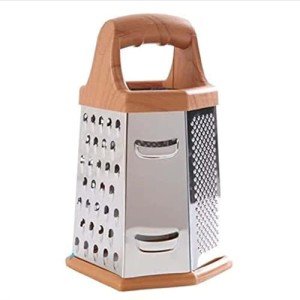 Kitchen Aid Cheese Box Grater,Food Vegetable Hand Gourmet Handheld Stainless Steel Small Potato Easy Manual Hand Crank Metal Standing Fine Graters Tools (brown,9in)