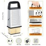 Urbanstrive Cheese Grater With Container Box Grater Stainless Steel Graters for Kitchen Cheese Shredder Parmesan Shredder Kitchen Gadgets Kitchen Tools Kitchen Gifts for Chef Dishwasher Safe Zester