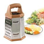 Kitchen Aid Cheese Box Grater,Food Vegetable Hand Gourmet Handheld Stainless Steel Small Potato Easy Manual Hand Crank Metal Standing Fine Graters Tools (brown,9in)