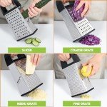 Urbanstrive Cheese Grater With Container Box Grater Stainless Steel Graters for Kitchen Cheese Shredder Parmesan Shredder Kitchen Gadgets Kitchen Tools Kitchen Gifts for Chef Dishwasher Safe Zester