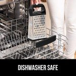 GORILLA GRIP XL 4-Sided Cheese Grater With Container, 100% BPA-Free Stainless Steel Box Graters, Parmesan Shredder, Grate Cheeses, Shred Veggies, Slip Resistant Handle, Dishwasher Safe Zester, Black