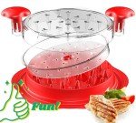 Chicken Shredder with Separate Plate, Large Meat Shredder Tool Twist with Transparent Lid&Brush, Visible Manual Chicken Breast Shredder, Dishwasher Safe, Ergonomic Handle, Easy to Clean (Red)