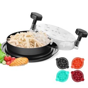 Chicken Shredder Tool Twist Large: 2025 Pro & Standard Food-Grade Visible Meat Shredder Tool Twist with Anti-Slip Petal-Like Base, Chicken Breast Shredder, Chicken Grinder (Black, Standard - 8")