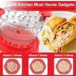 Chicken Shredder with Separate Plate, Large Meat Shredder Tool Twist with Transparent Lid&Brush, Visible Manual Chicken Breast Shredder, Dishwasher Safe, Ergonomic Handle, Easy to Clean (Red)