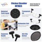 Chicken Shredder Tool Twist Large: 2025 Pro & Standard Food-Grade Visible Meat Shredder Tool Twist with Anti-Slip Petal-Like Base, Chicken Breast Shredder, Chicken Grinder (Black, Standard - 8")