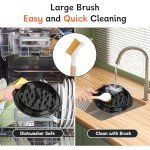 Chicken Shredder with Brush 10'' Pro Chicken Shredder Tool Twist Large Stable Anti-Slip BPA Free Meat Shredder Tool Twist Ergonomic Handle Meat Grinder Dishwasher-safe Transparent Lid Black