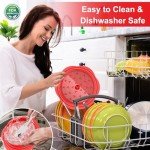 Chicken Shredder with Separate Plate, Large Meat Shredder Tool Twist with Transparent Lid&Brush, Visible Manual Chicken Breast Shredder, Dishwasher Safe, Ergonomic Handle, Easy to Clean (Red)