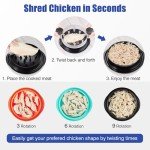 Chicken Shredder Tool Twist Large: 2025 Pro & Standard Food-Grade Visible Meat Shredder Tool Twist with Anti-Slip Petal-Like Base, Chicken Breast Shredder, Chicken Grinder (Black, Standard - 8")