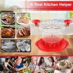 Chicken Shredder with Separate Plate, Large Meat Shredder Tool Twist with Transparent Lid&Brush, Visible Manual Chicken Breast Shredder, Dishwasher Safe, Ergonomic Handle, Easy to Clean (Red)