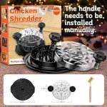 Chicken Shredder with Brush 10'' Pro Chicken Shredder Tool Twist Large Stable Anti-Slip BPA Free Meat Shredder Tool Twist Ergonomic Handle Meat Grinder Dishwasher-safe Transparent Lid Black