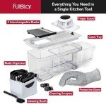 Fullstar All-in-1 Vegetable Chopper and Mandoline Slicer for Kitchen - Cheese Grater, French Fry Cutter, Cheese Slicer - Bonus Handheld Spiralizer Included (6 in 1, Black/White)