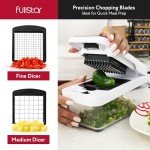 Fullstar Vegetable Chopper and Mandoline Slicer for Kitchen, Food Chopper with Container & Lid, Cheese Grater (8 in 1 - White)