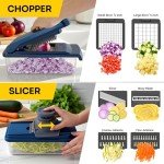 JANSKA UltraChop All-in-One Vegetable Chopper, Veggie Food Chopper with Container, Spiralizer, Mandoline Slicer Dicer, Onion Mincer, French Fry And Salad Cutter, Home Essentials & Kitchen Gadgets