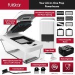 Fullstar Vegetable Chopper and Mandoline Slicer for Kitchen, Food Chopper with Container & Lid, Cheese Grater (8 in 1 - White)