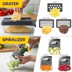 JANSKA UltraChop All-in-One Vegetable Chopper, Veggie Food Chopper with Container, Spiralizer, Mandoline Slicer Dicer, Onion Mincer, French Fry And Salad Cutter, Home Essentials & Kitchen Gadgets