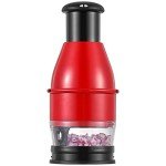 Geedel Food Chopper, Easy to Clean Manual Onion Garlic Nut Veggie Chopper Dicer, Dishwasher Safe Vegetable Cutter with Container for Veggies, Salads, No BPA, Red