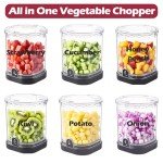 JAYVAR Vegetable Chopper and Fruit Dicer, Fruit Slicer Cup, Food Dicer with Container, Speed Manual Veggie Slicer, Stainless Steel Vegetable Cutting Kitchen Gadgets (Black)