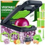 HomeHacks Vegetable Chopper Vegetable Cutter, 12 in 1 Kitchen Gadget, Dicer, Slicer, Onion Cutter, Salad, Cheese Grater & Egg Separator - Multi-Functional Veggie Chopper Lid with Handle