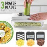 Mueller Vegetable Chopper Mandoline Slicer, Food Veggie Chopper, Cheese Grater, Onion Vegetable Cutter with Container, Dicer, Kitchen Gadgets & Essentials, White Sand/Grey