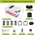 Vegetable Chopper,12 in 1 Multifunctional Food Chopper,Pro Onion Chopper with 7 Blades,Veggie Chopper with Container,Chopper Vegetable Cutter for Salad Potato Carrot Garlic,Kitchen Essential(White)