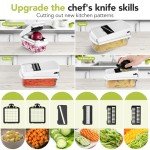 Vegetable Chopper,12 in 1 Multifunctional Food Chopper,Pro Onion Chopper with 7 Blades,Veggie Chopper with Container,Chopper Vegetable Cutter for Salad Potato Carrot Garlic,Kitchen Essential(White)