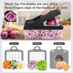 SpaceHacks 12-in-1 Vegetable Chopper, Kitchen Gadgets with 7 Blades, Veggie, Food, Onion Chopper, Cucumber Slicer, Versatile Mandoline, Includes Egg Separator & Finger Guard, Gray