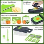 HomeHacks Vegetable Chopper Vegetable Cutter, 12 in 1 Kitchen Gadget, Dicer, Slicer, Onion Cutter, Salad, Cheese Grater & Egg Separator - Multi-Functional Veggie Chopper Lid with Handle