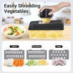 SpaceHacks 12-in-1 Vegetable Chopper, Kitchen Gadgets with 7 Blades, Veggie, Food, Onion Chopper, Cucumber Slicer, Versatile Mandoline, Includes Egg Separator & Finger Guard, Gray