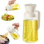 YARRAMATE - 18oz/550ml Olive Oil Dispenser for Kitchen - 2 in 1 Oil Sprayer for Cooking - Olive Oil Dispenser and Oil Sprayer - Food-grade Oil Spritzer Bottle for Air Fryer, Salad BBQ (Creamy White)
