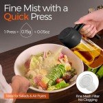 YRRAMATE 16oz/470ml Glass Olive Oil Sprayer for Cooking with Stickers, 2 in 1 Oil Dispenser for Kitchen Gadgets, Food Grade Premium Spray Bottle with Portion Control for Salad, Frying, BBQ (Black)