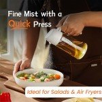 TrendPlain 16oz/470ml Glass Olive Oil Sprayer for Cooking - 2 in 1 Olive Oil Dispenser for Kitchen Gadgets, Air Fryer, Salad, and BBQ - White