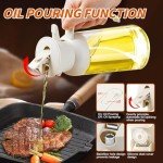 YARRAMATE - 18oz/550ml Olive Oil Dispenser for Kitchen - 2 in 1 Oil Sprayer for Cooking - Olive Oil Dispenser and Oil Sprayer - Food-grade Oil Spritzer Bottle for Air Fryer, Salad BBQ (Creamy White)
