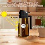 YARRAMATE 16oz/470ml Light-Blocking Dark Oil Sprayer for Cooking, 2 in 1 Olive Oil Dispenser Bottle for Kitchen, Premium Amber Glass Oil Bottle, Food-Grade Oil Mister for Air Fryer, BBQ (Black)