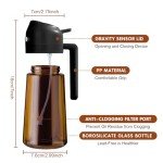YARRAMATE 16oz/470ml Light-Blocking Dark Oil Sprayer for Cooking, 2 in 1 Olive Oil Dispenser Bottle for Kitchen, Premium Amber Glass Oil Bottle, Food-Grade Oil Mister for Air Fryer, BBQ (Black)