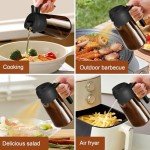 YARRAMATE 16oz/470ml Light-Blocking Dark Oil Sprayer for Cooking, 2 in 1 Olive Oil Dispenser Bottle for Kitchen, Premium Amber Glass Oil Bottle, Food-Grade Oil Mister for Air Fryer, BBQ (Black)