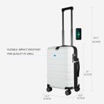 KROSER Hardside Expandable Carry On Luggage with Spinner Wheels & Built-in TSA Lock, Durable Suitcase Rolling Luggage with USB Port, Carry-On 20-Inch, White
