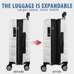 KROSER Hardside Expandable Carry On Luggage with Spinner Wheels & Built-in TSA Lock, Durable Suitcase Rolling Luggage with USB Port, Carry-On 20-Inch, White