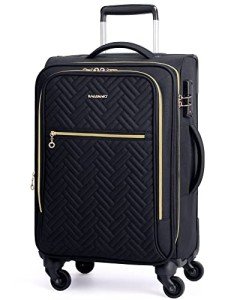 BAGSMART Carry On Luggage 20 Inch,Softside Expandable Suitcase with Spinner Wheels, Luggage 22x14x9 Airline Approved Rolling Lightweight Suitcases for Women Men, Compact Carry-On (Black)