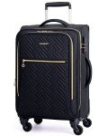 BAGSMART Carry On Luggage 20 Inch,Softside Expandable Suitcase with Spinner Wheels, Luggage 22x14x9 Airline Approved Rolling Lightweight Suitcases for Women Men, Compact Carry-On (Black)