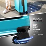 TRAVELARIM 22 Inch Carry On Luggage 22x14x9 Airline Approved, Carry On Suitcase with Wheels, Hard-shell Carry-on Luggage, Durable Luggage Carry-On, Teal Small Suitcase with Cosmetic Case