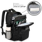 ZORFIN 26L Black Backpack for School, College, and Travel: Water Resistant Bookbag with 8 Compartments