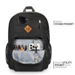 ZORFIN 26L Black Backpack for School, College, and Travel: Water Resistant Bookbag with 8 Compartments