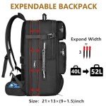 MATEIN Expandable Travel Backpack With Shoe Compartment, 52L Large Luggage Suitcase with Waist Straps & USB Charging Port, 17 Inch TSA Laptop Backpack With 3 Packing Cubes for Men, Black